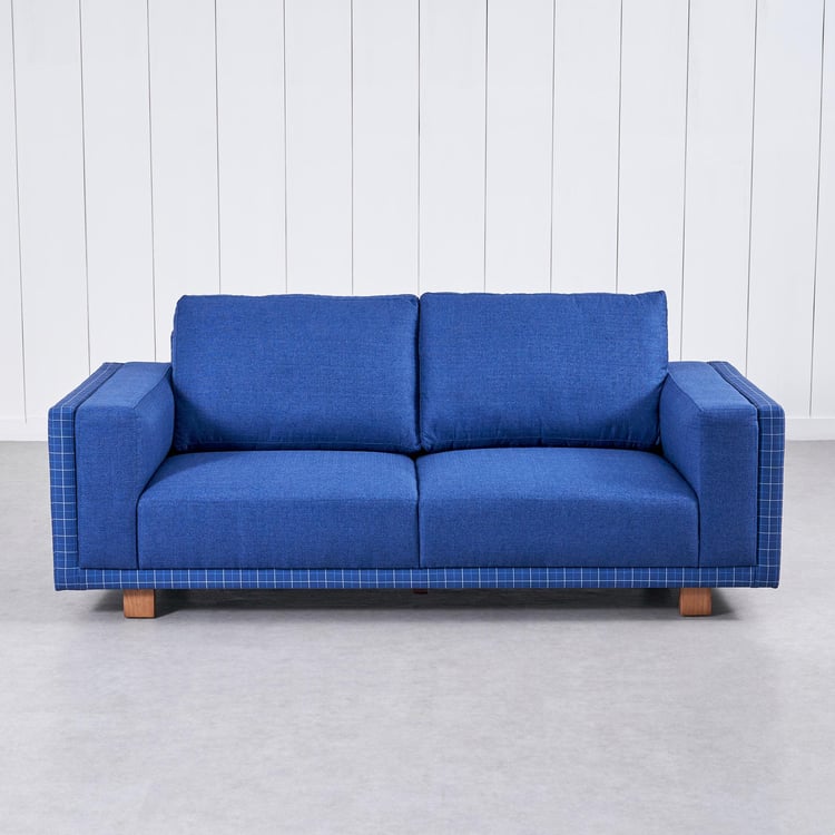 Santorini Fabric 3+2 Seater Sofa Set with Cushions - Blue