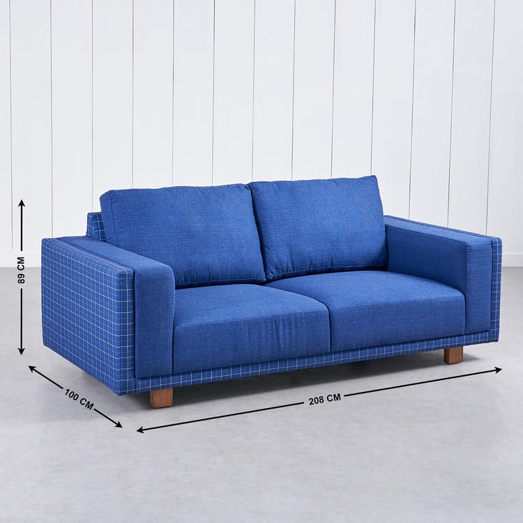 Santorini Fabric 3+2 Seater Sofa Set with Cushions - Blue