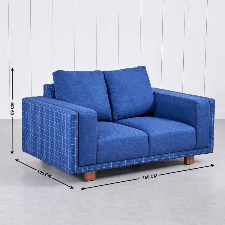 Santorini Fabric 3+2 Seater Sofa Set with Cushions - Blue