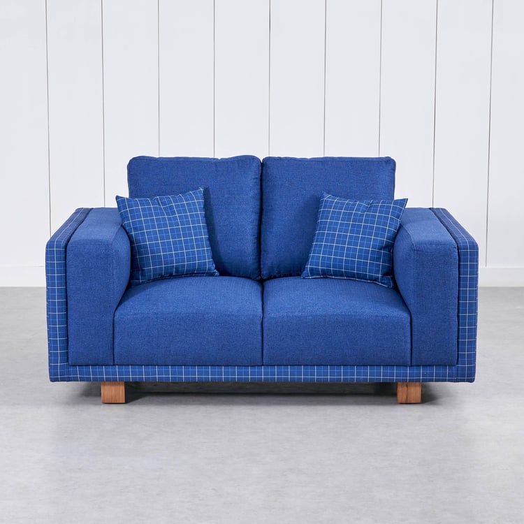 Santorini Fabric 3+2 Seater Sofa Set with Cushions - Blue