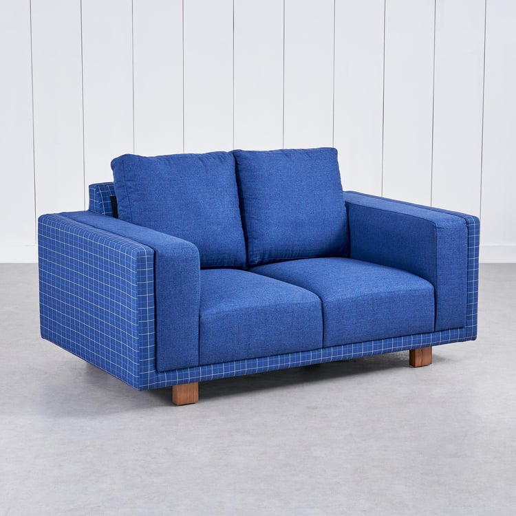 Santorini Fabric 3+2 Seater Sofa Set with Cushions - Blue