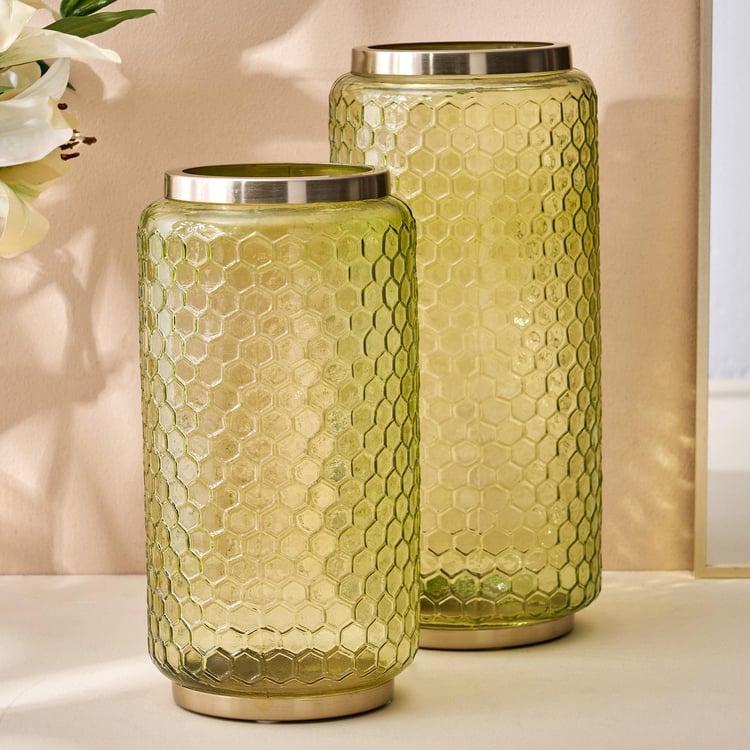 Buy Brian Glass Honeycomb Vase from Home Centre at just INR 1299.0