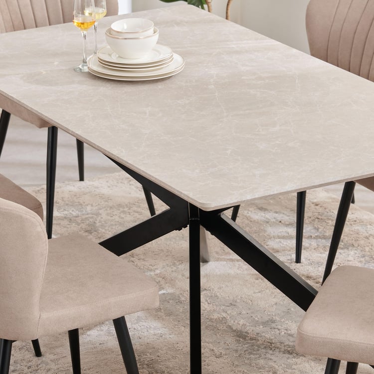 Voxen Ceramic Top 6-Seater Dining Table - Beige