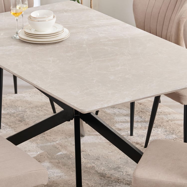 Voxen Ceramic Top 6-Seater Dining Table - Beige