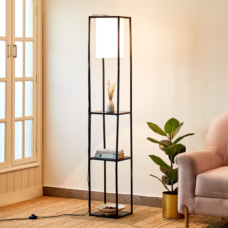 Melody Shellacs Metal Floor Lamp with Shelf