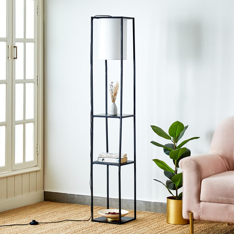 Melody Shellacs Metal Floor Lamp with Shelf