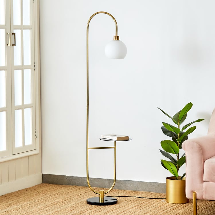 Melody Shellacs Metal Floor Lamp with Shelf