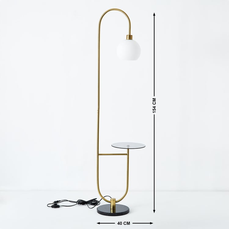 Melody Shellacs Metal Floor Lamp with Shelf