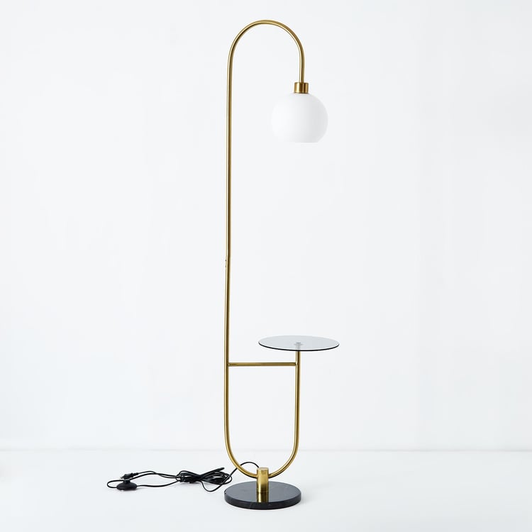 Melody Shellacs Metal Floor Lamp with Shelf