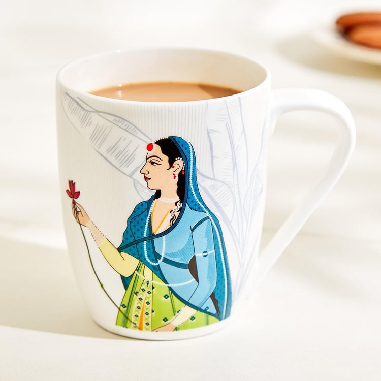 Raisa Bone China Printed Coffee Mug - 350ml