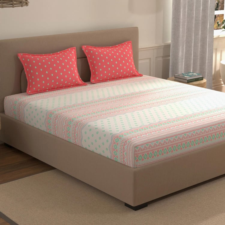 Buy PORTICO Morning Glory Cotton 140TC Printed 3Pcs King Fitted