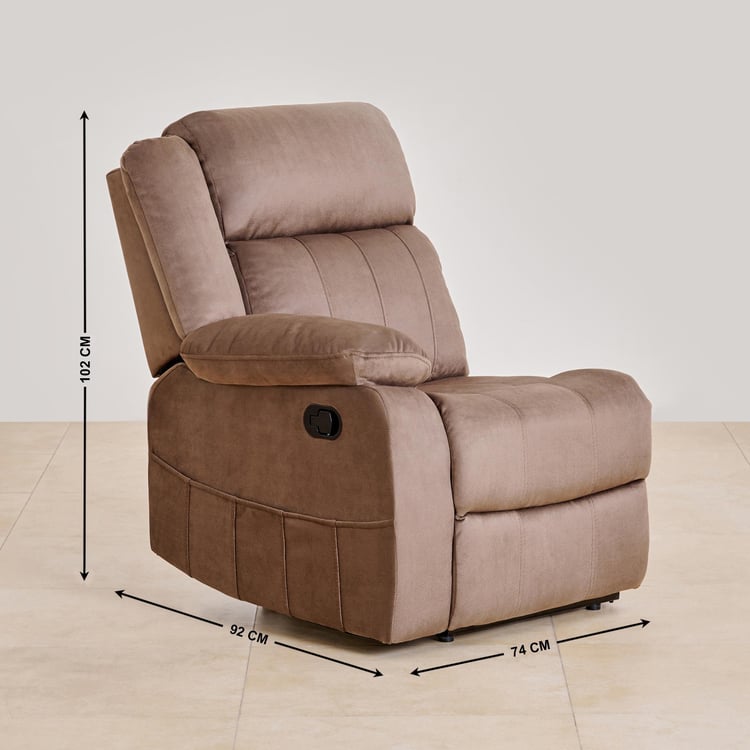 Denver Fabric 4-Seater Recliner Set with Console - Brown