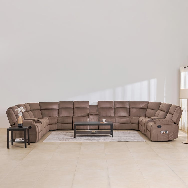 Denver Fabric 12-Seater Recliner Set - Brown