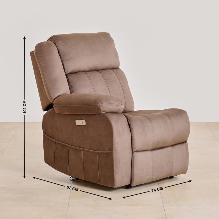 Denver Fabric 5-Seater Electric Recliner Set - Brown