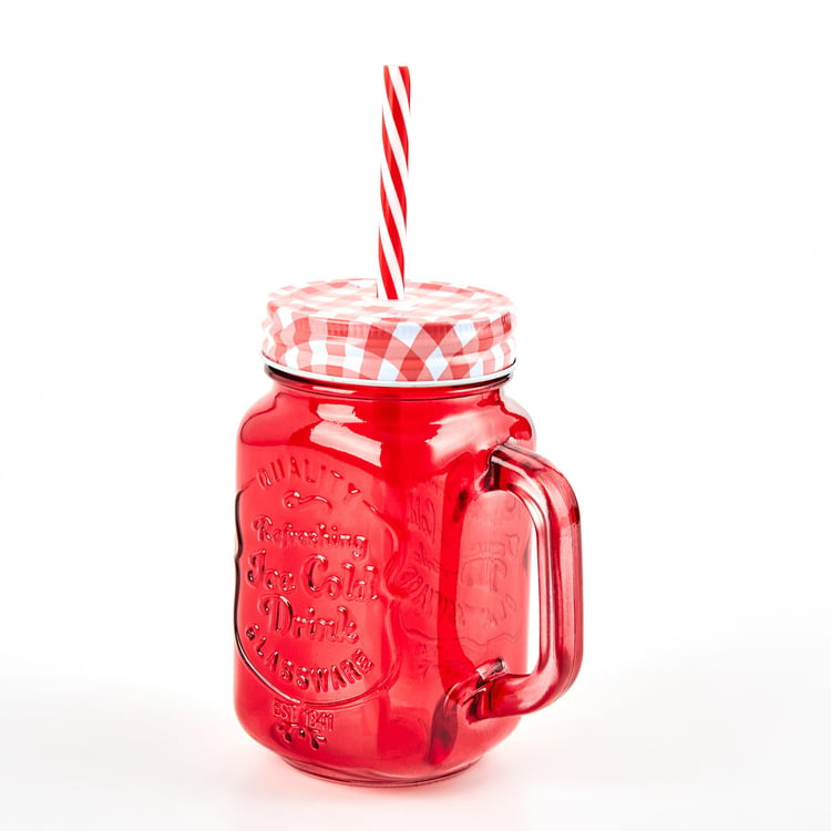 Corsica Medika Set of 2 Glass Mason Jar with Straw - 450ml