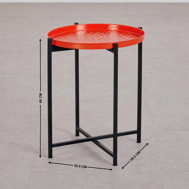 Helios Manor Metal End Table - Red