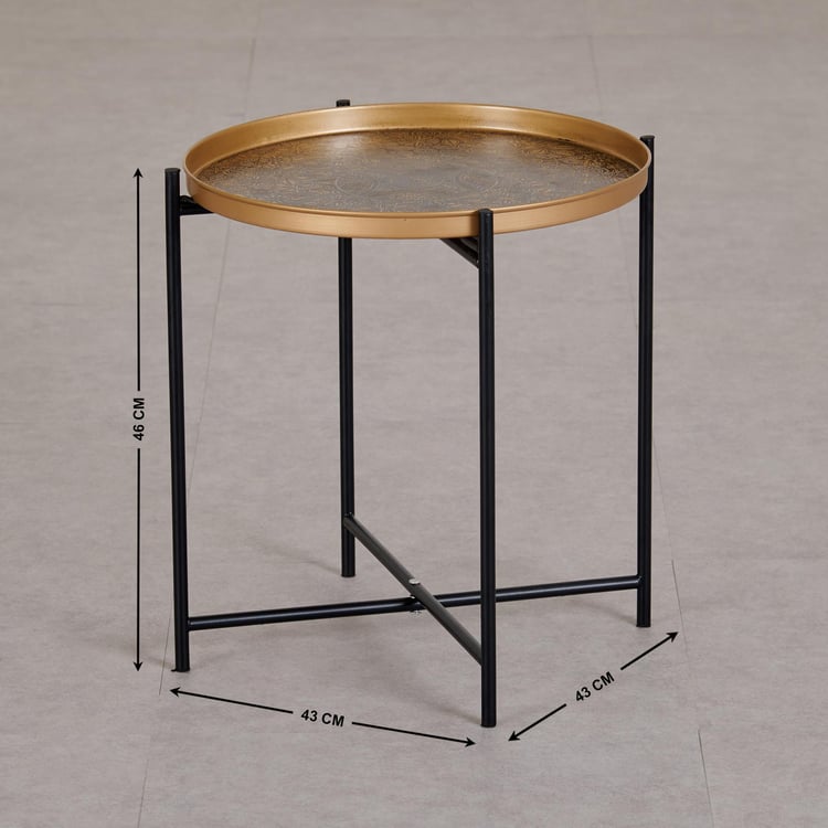 Helios Seville Metal End Table - Gold