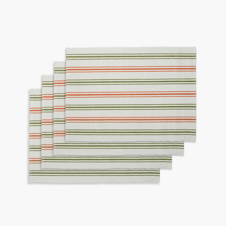 STELLAR HOME Kitchen Set of 4 Cotton Striped Placemats