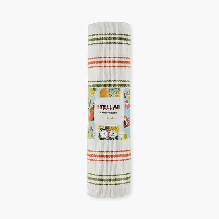 STELLAR HOME Kitchen Set of 4 Cotton Striped Placemats