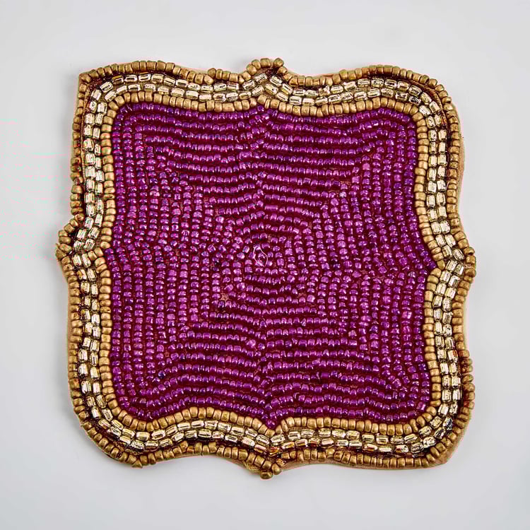 Maya Set of 4 Poly Satin Beaded Coasters