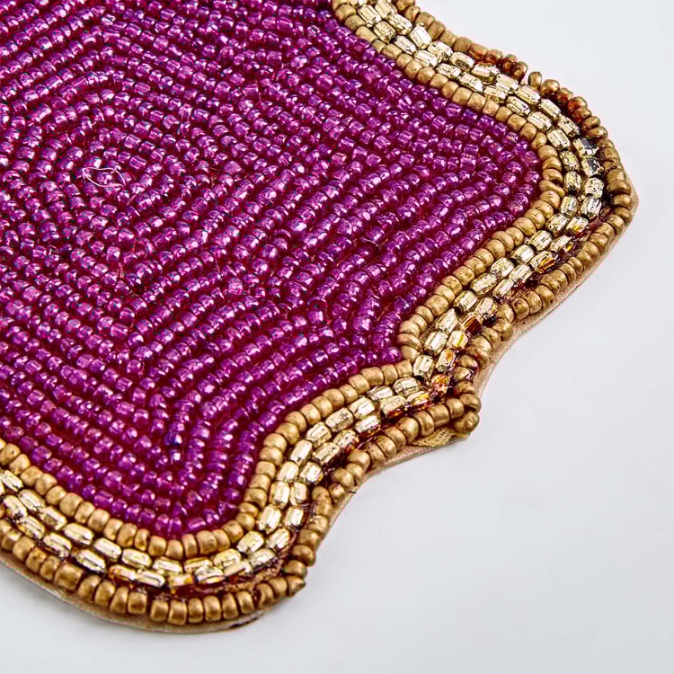 Maya Set of 4 Poly Satin Beaded Coasters