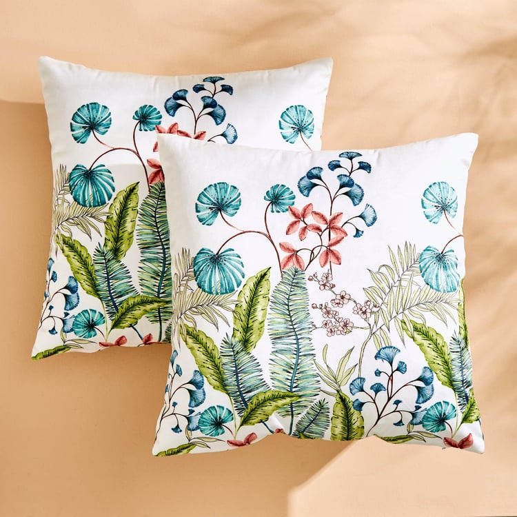 Evan Natura Set of 2 Printed Cushion Covers - 40x40cm