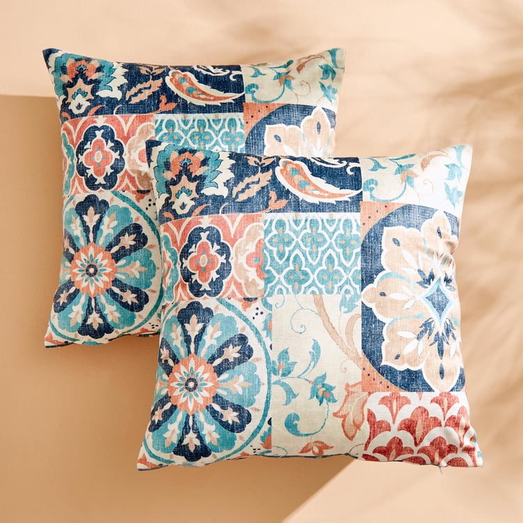 Evan Atlas Set of 2 Printed Cushion Covers - 40x40cm