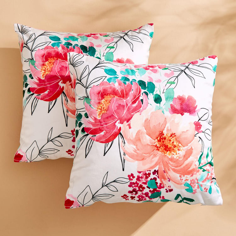 Evan Brook Set of 2 Floral Print Cushion Covers - 40x40cm