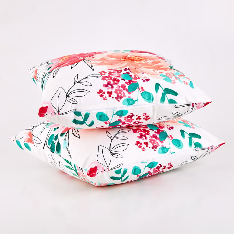 Evan Brook Set of 2 Floral Print Cushion Covers - 40x40cm