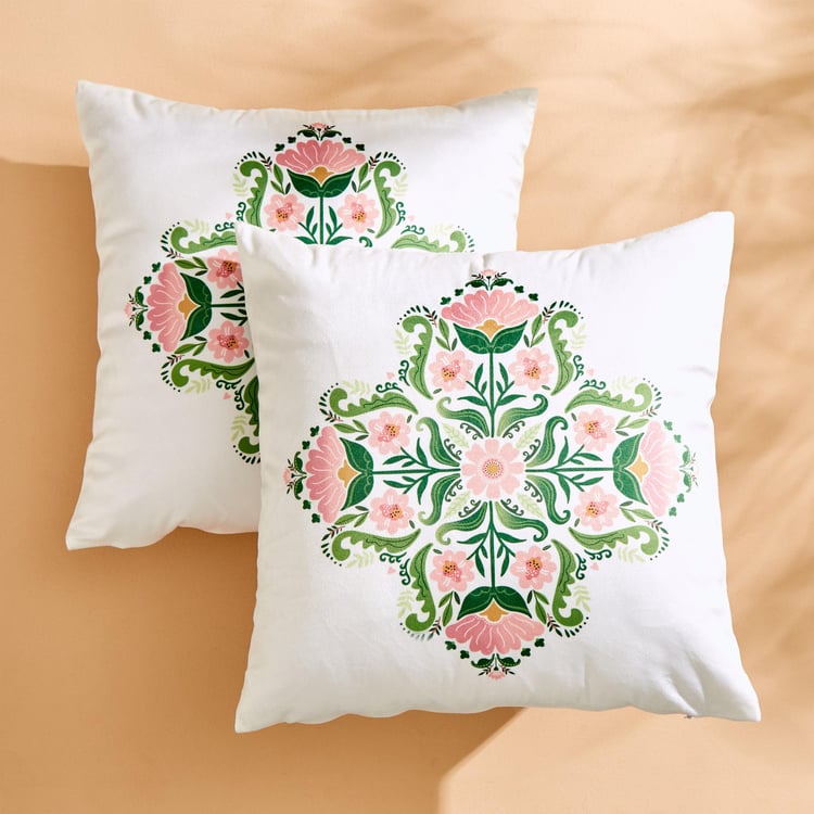 Evan Corrina Set of 2 Printed Cushion Covers - 40x40cm