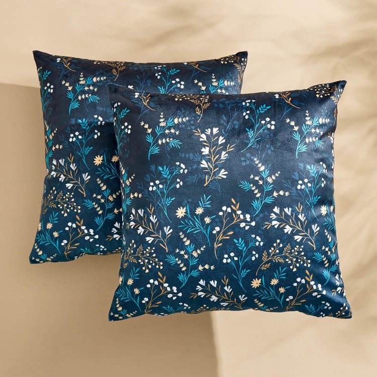 Evan Geranium Set of 2 Printed Cushion Covers - 40x40cm