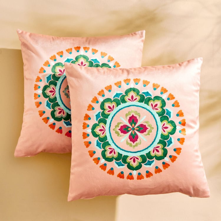 Evan Sara Printed Set of 2 Cushion Covers - 40x40cm