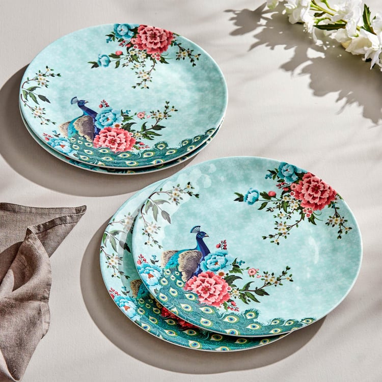 Corsica Mayur Set of 4 Melamine Printed Dinner Plates - 28cm