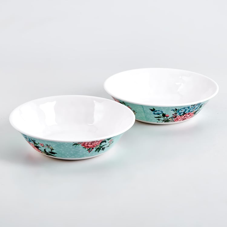 Corsica Set of 2 Melamine Floral Print Serving Bowls - 900ml