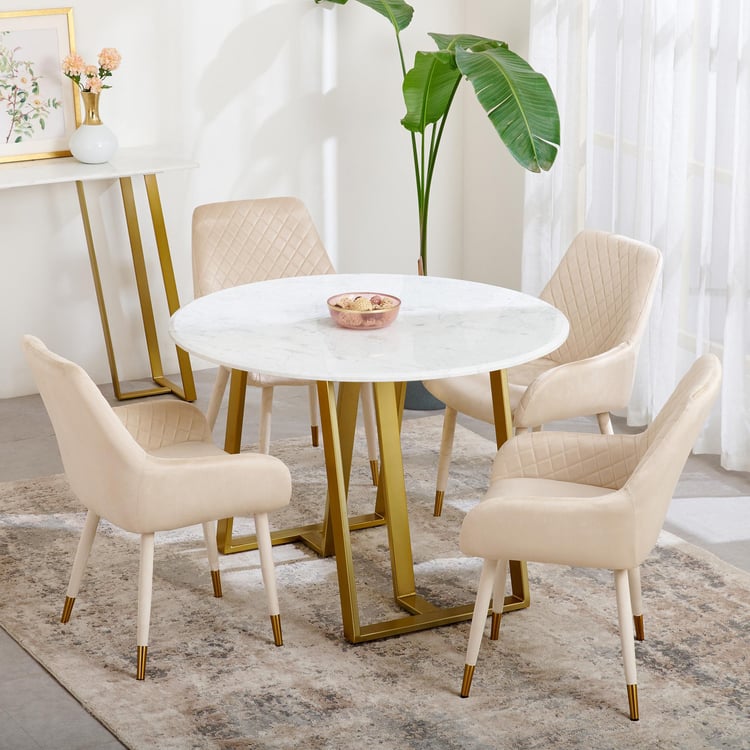 Aristo Marble Top 4-Seater Dining Table - White