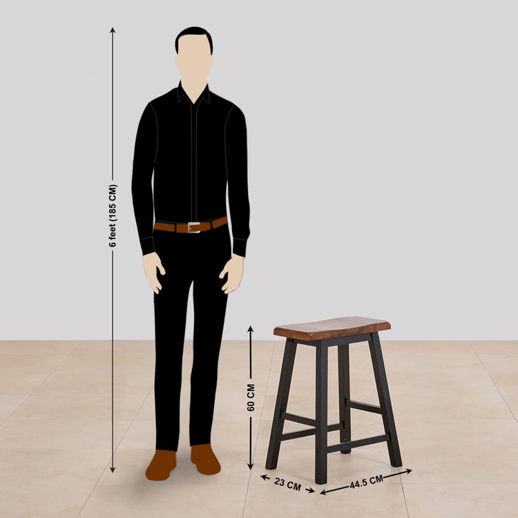 (Refurbished) Tampa Solid Wood 2-Seater High Table with Stools - Brown