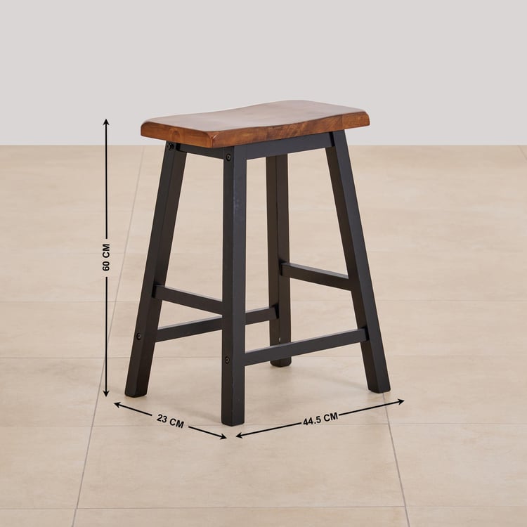 (Refurbished) Tampa Solid Wood 2-Seater High Table with Stools - Brown