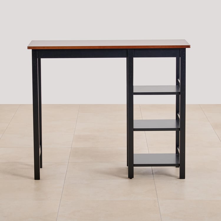 (Refurbished) Tampa Solid Wood 2-Seater High Table with Stools - Brown