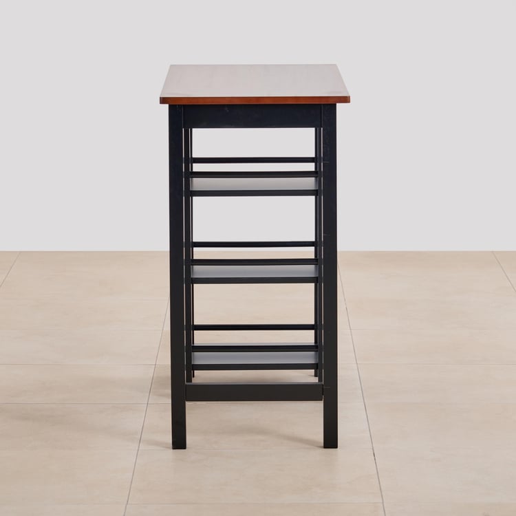 (Refurbished) Tampa Solid Wood 2-Seater High Table with Stools - Brown