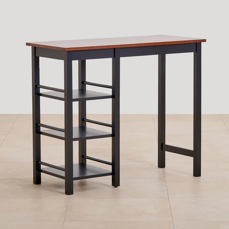 (Refurbished) Tampa Solid Wood 2-Seater High Table with Stools - Brown