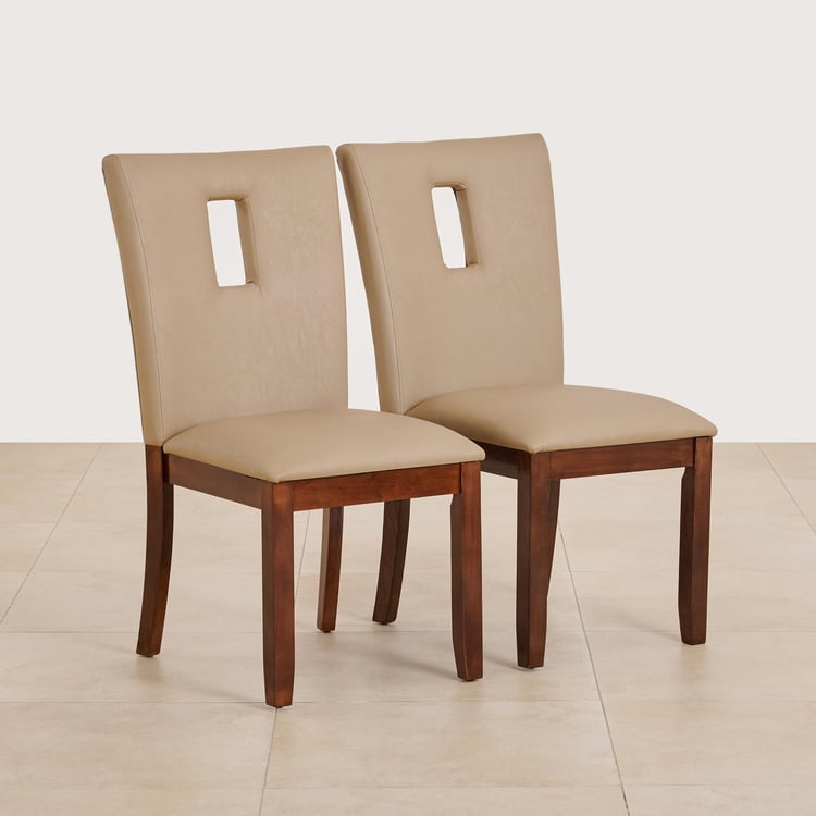 (Refurbished) Oxville Set of 2 Faux Leather Dining Chairs -  Beige