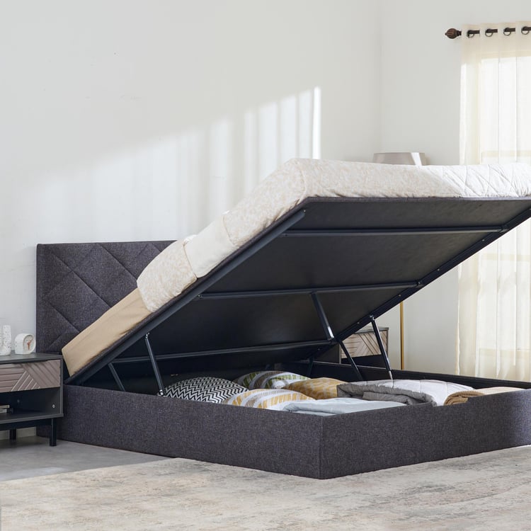 Connect Diamond King Bed with Hydraulic Storage - Grey