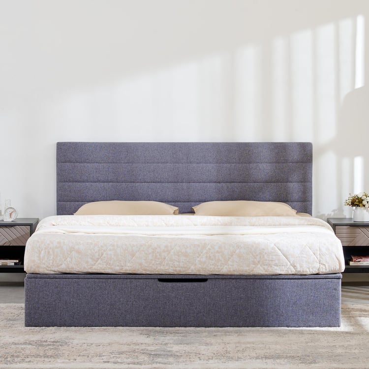 Connect Planks King Bed with Hydraulic Storage - Grey