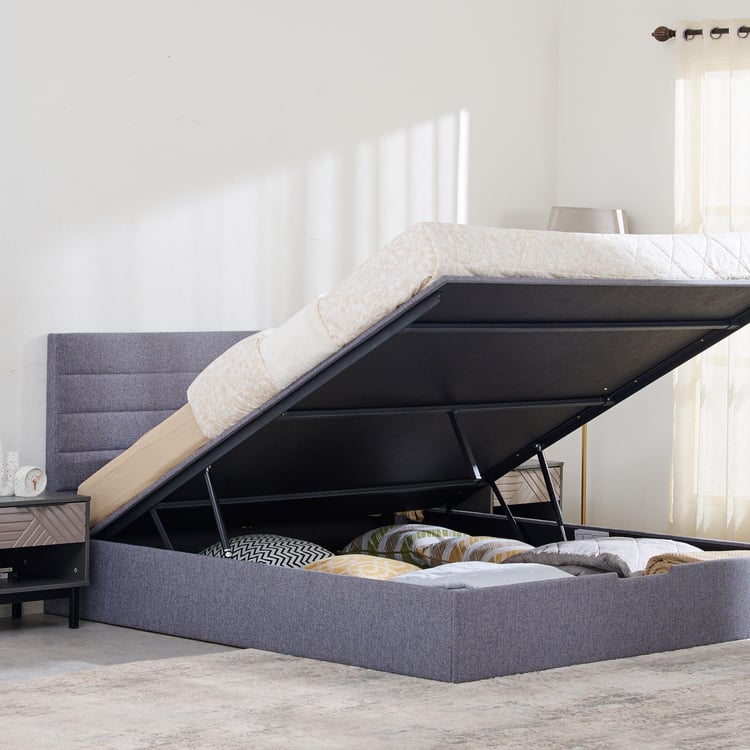 Connect Planks King Bed with Hydraulic Storage - Grey