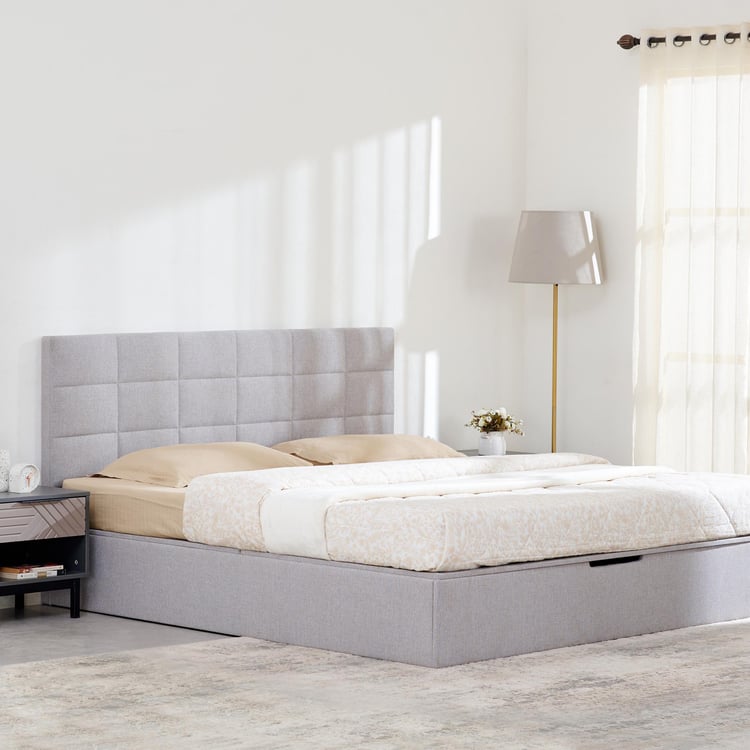 Connect Square King Bed with Hydraulic Storage - Grey