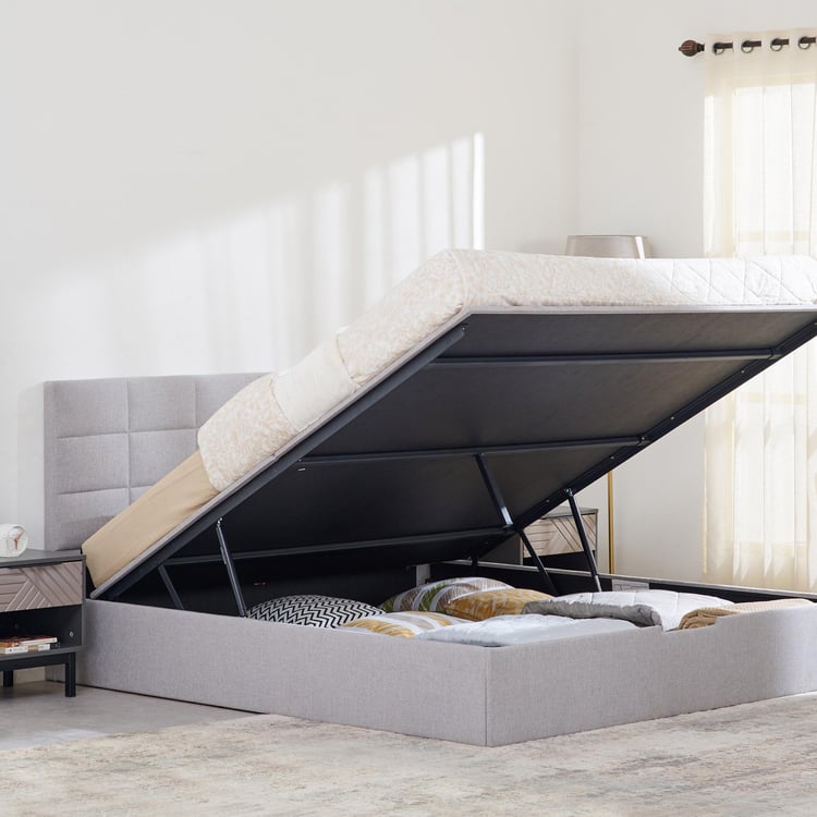 Connect Square King Bed with Hydraulic Storage - Grey