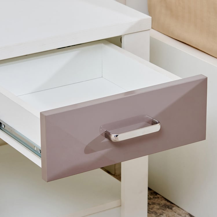 Quadro Bedside Table with Drawer - White