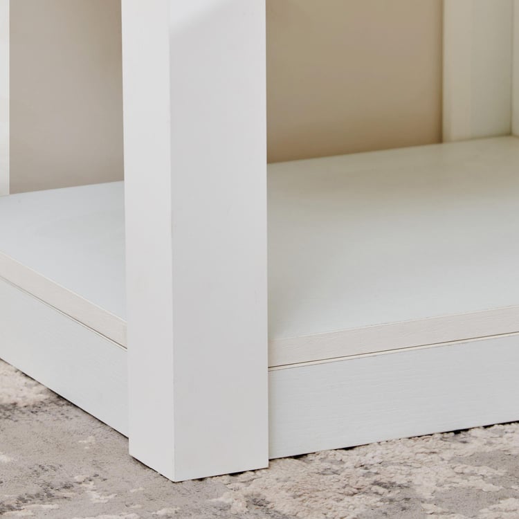 Quadro Bedside Table with Drawer - White