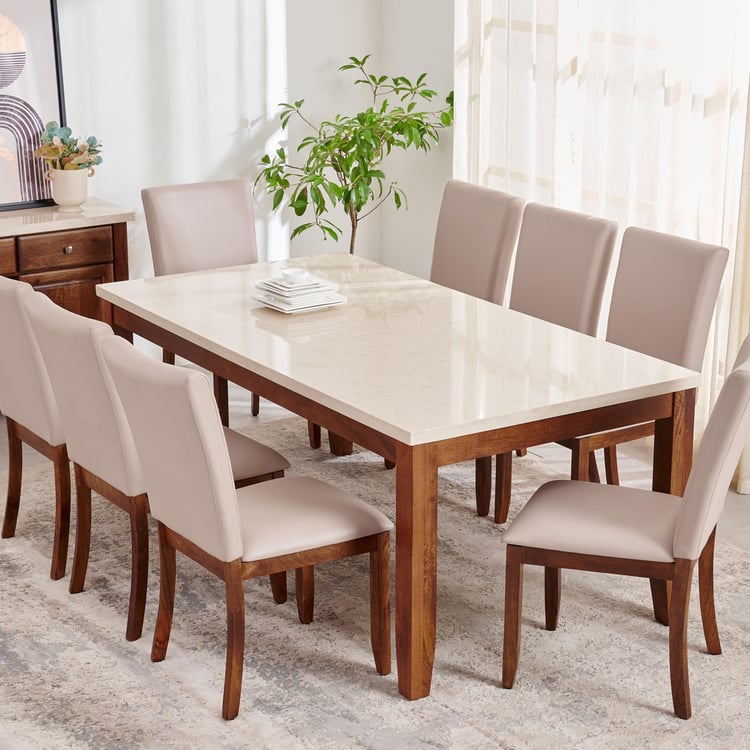 Giza Composite Marble Top 8-Seater Dining Table - Beige