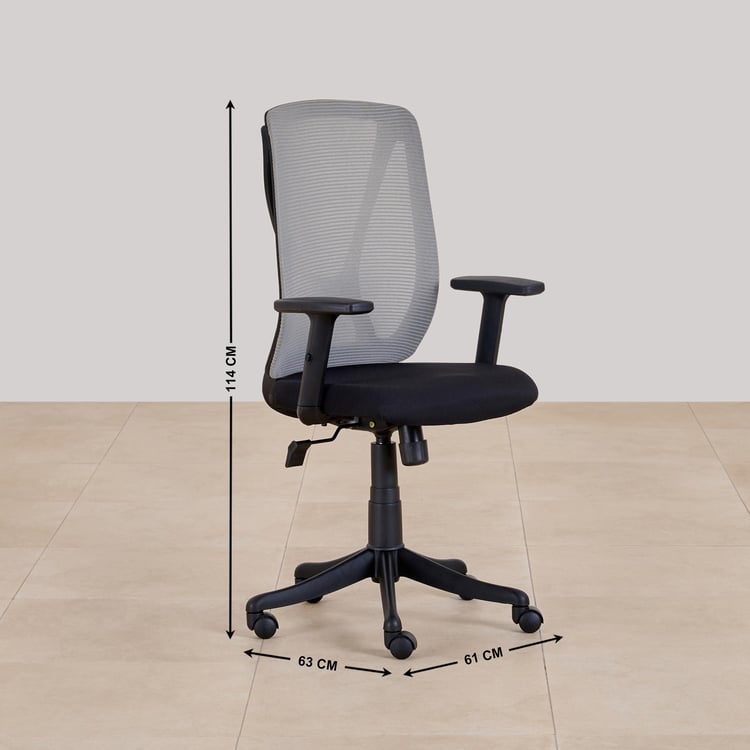 (Refurbished) Quadro Aero Mesh Medium Back Office Chair - Grey